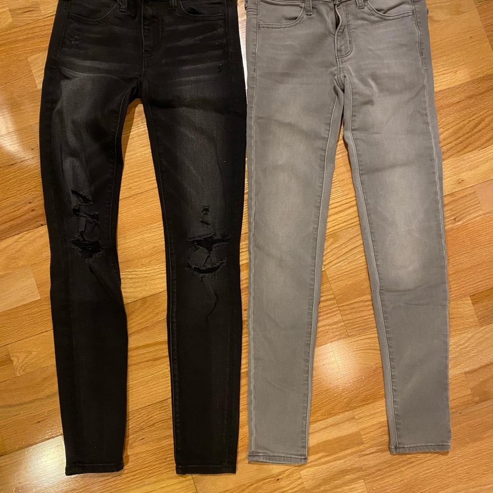 American Eagle Outfitters Black and Gray Skinny Jeans